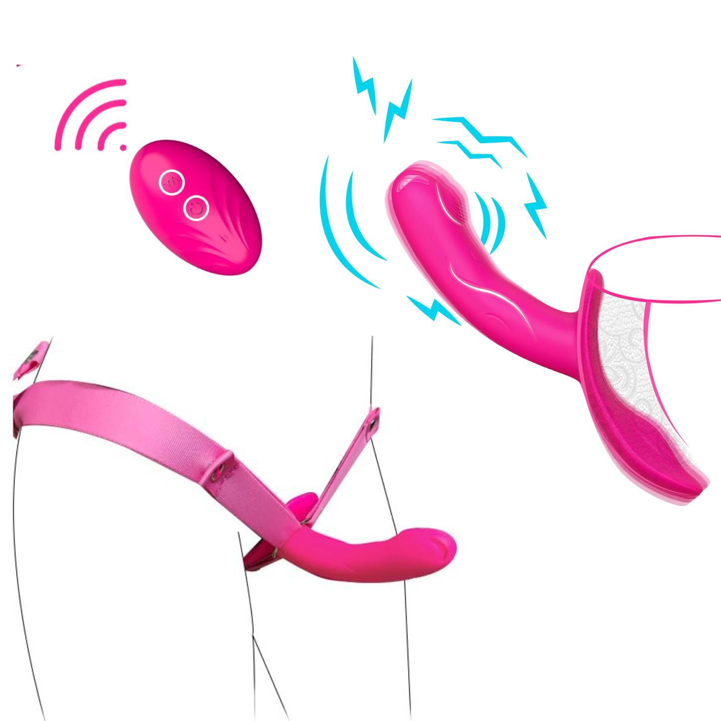 Double Vibrating Strap-On Dildo Wear on with Remote Control