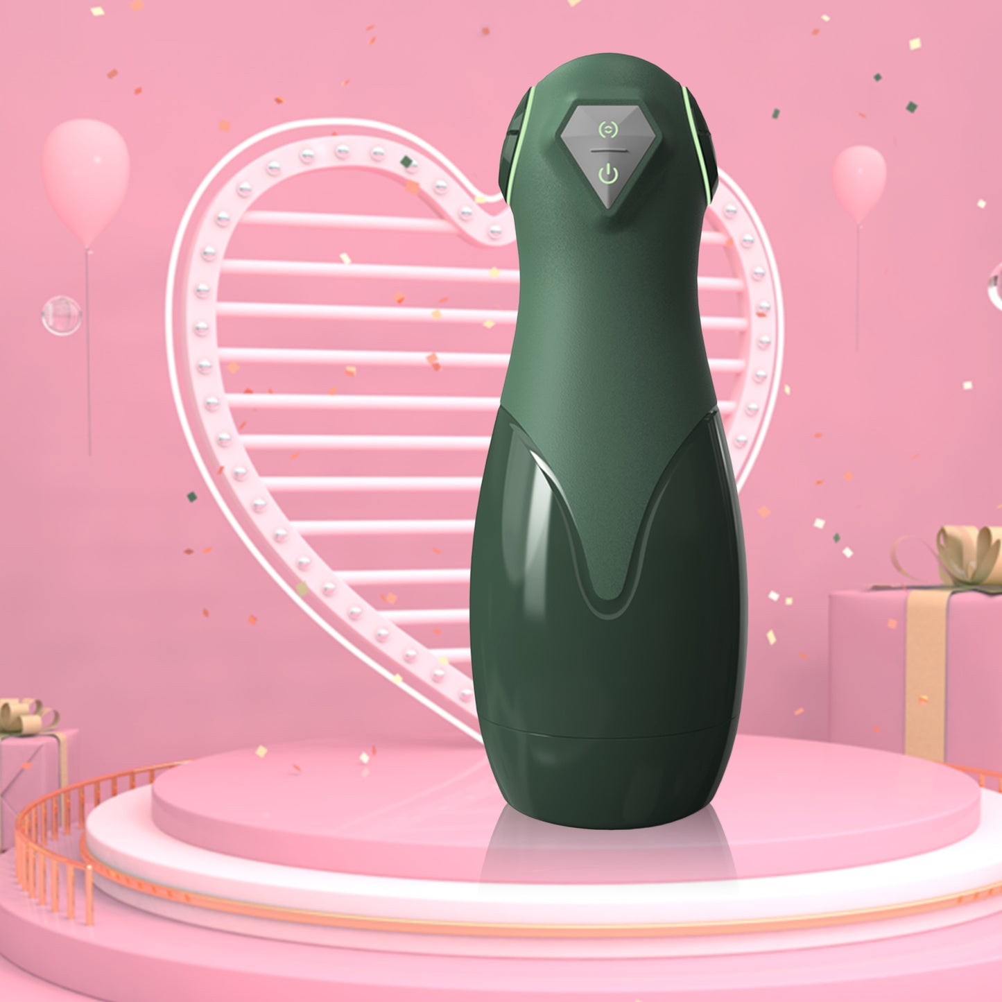 Green Male Masturbator Training Cup 5D Channel Vacuum Sucking