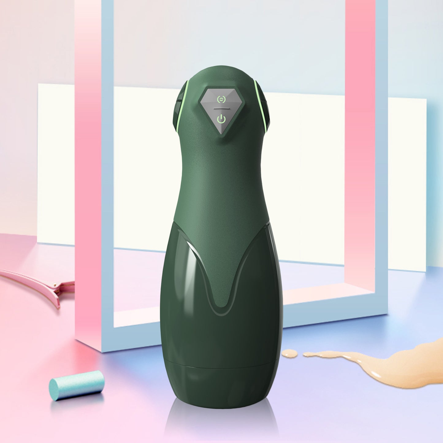 Green Male Masturbator Training Cup 5D Channel Vacuum Sucking