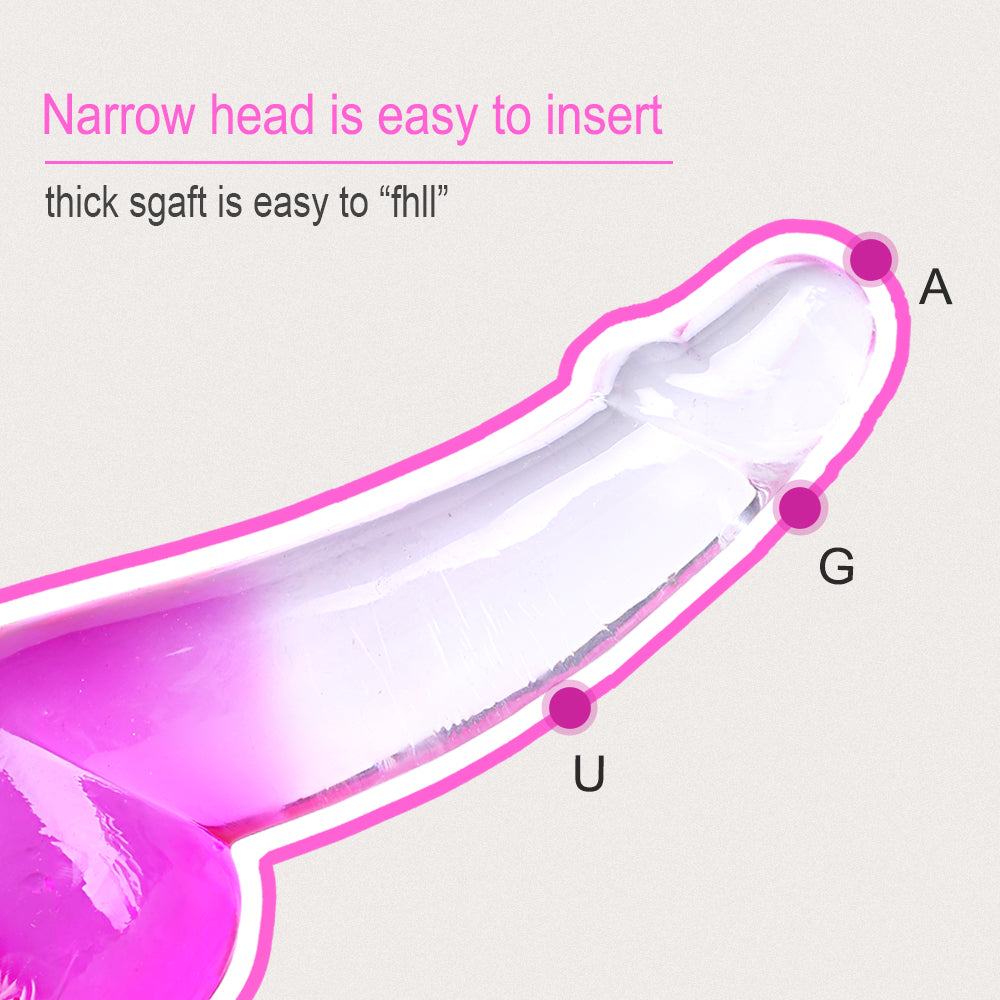 Pink Lifelike Hand-Free Dildo Suction Cup Transparent Gradient