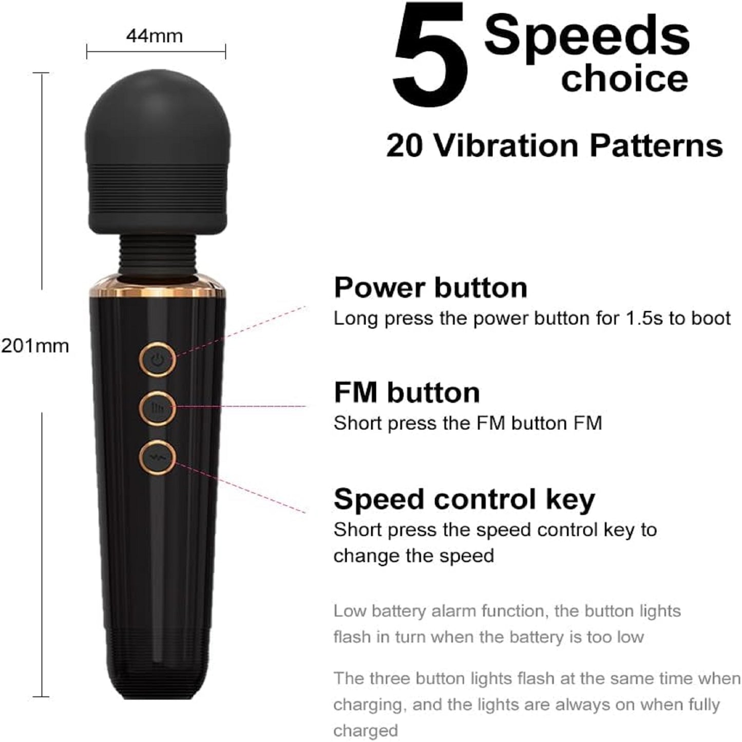 Multi Speed Handheld Silicone Massage Wand Vibrator