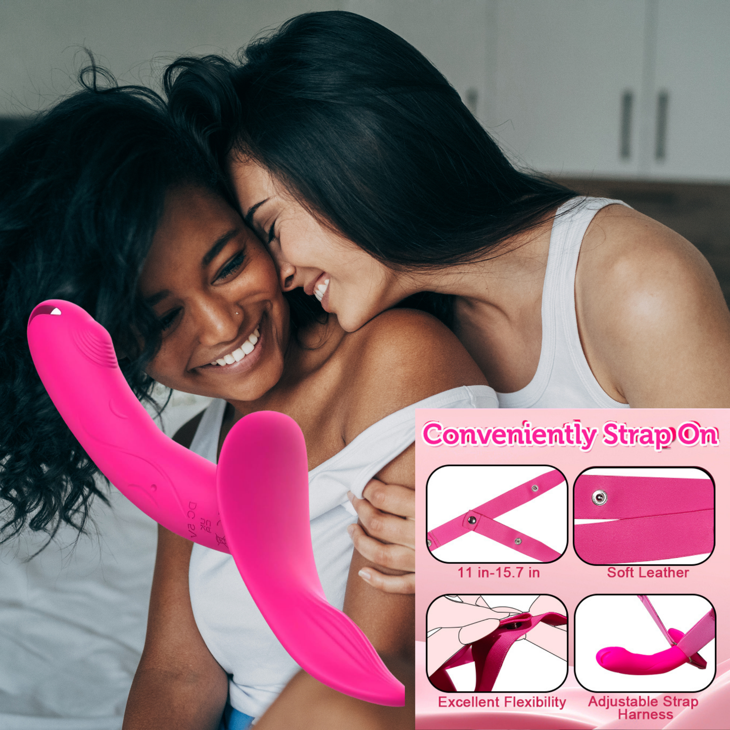 Double Vibrating Strap-On Dildo Wear on with Remote Control