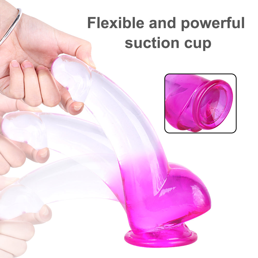 Pink Lifelike Hand-Free Dildo Suction Cup Transparent Gradient