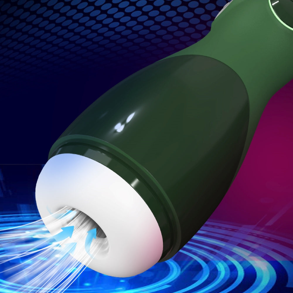 Green Male Masturbator Training Cup 5D Channel Vacuum Sucking