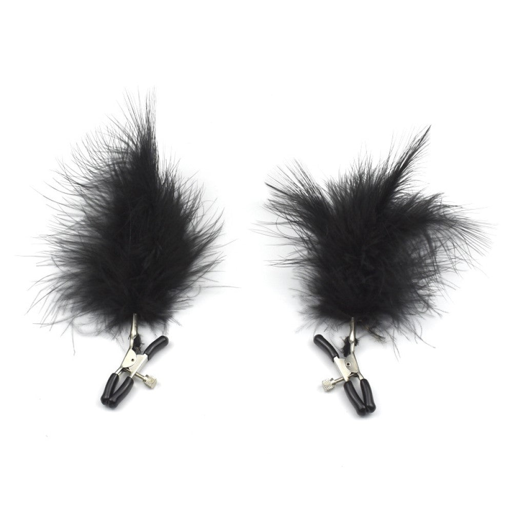 Breast Simulation Clothes Pegs with Feather Nipple Clamp Clips