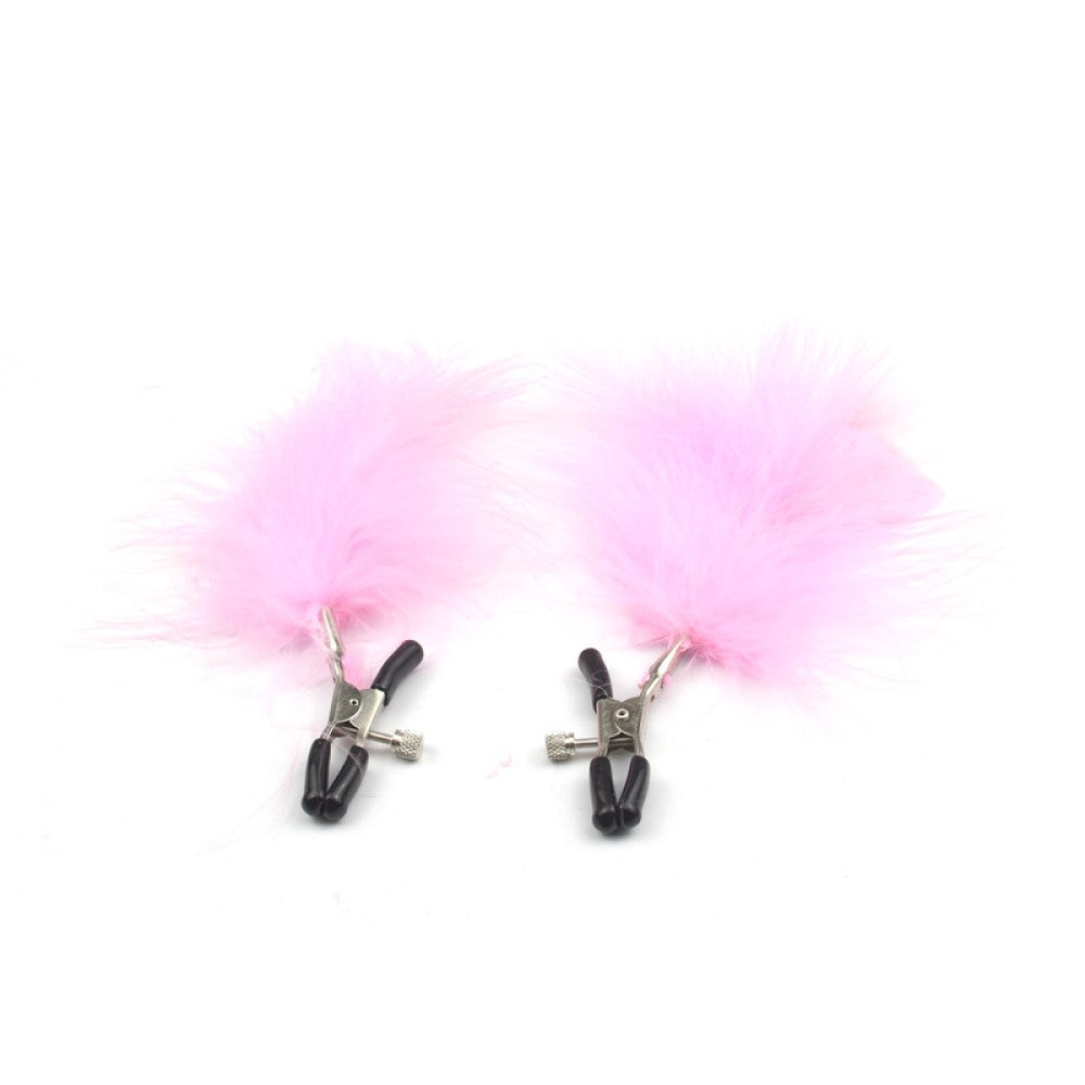 Breast Simulation Clothes Pegs with Feather Nipple Clamp Clips