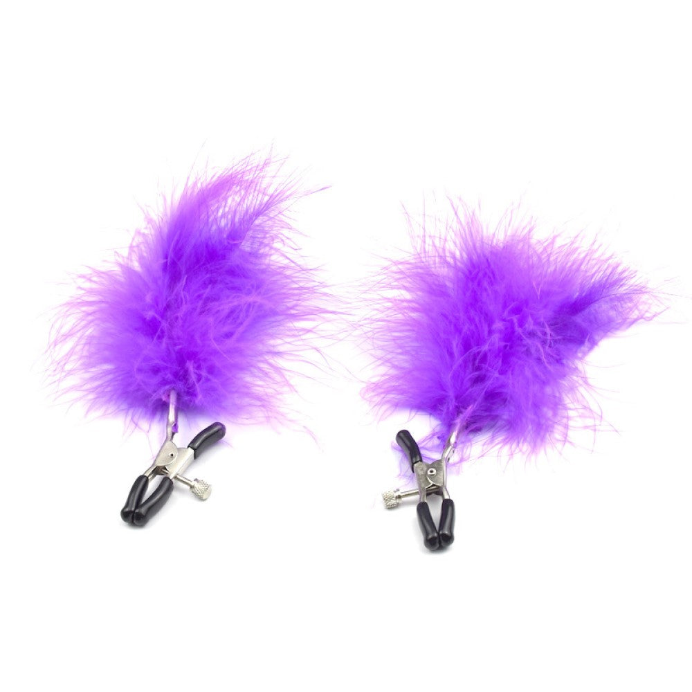 Breast Simulation Clothes Pegs with Feather Nipple Clamp Clips