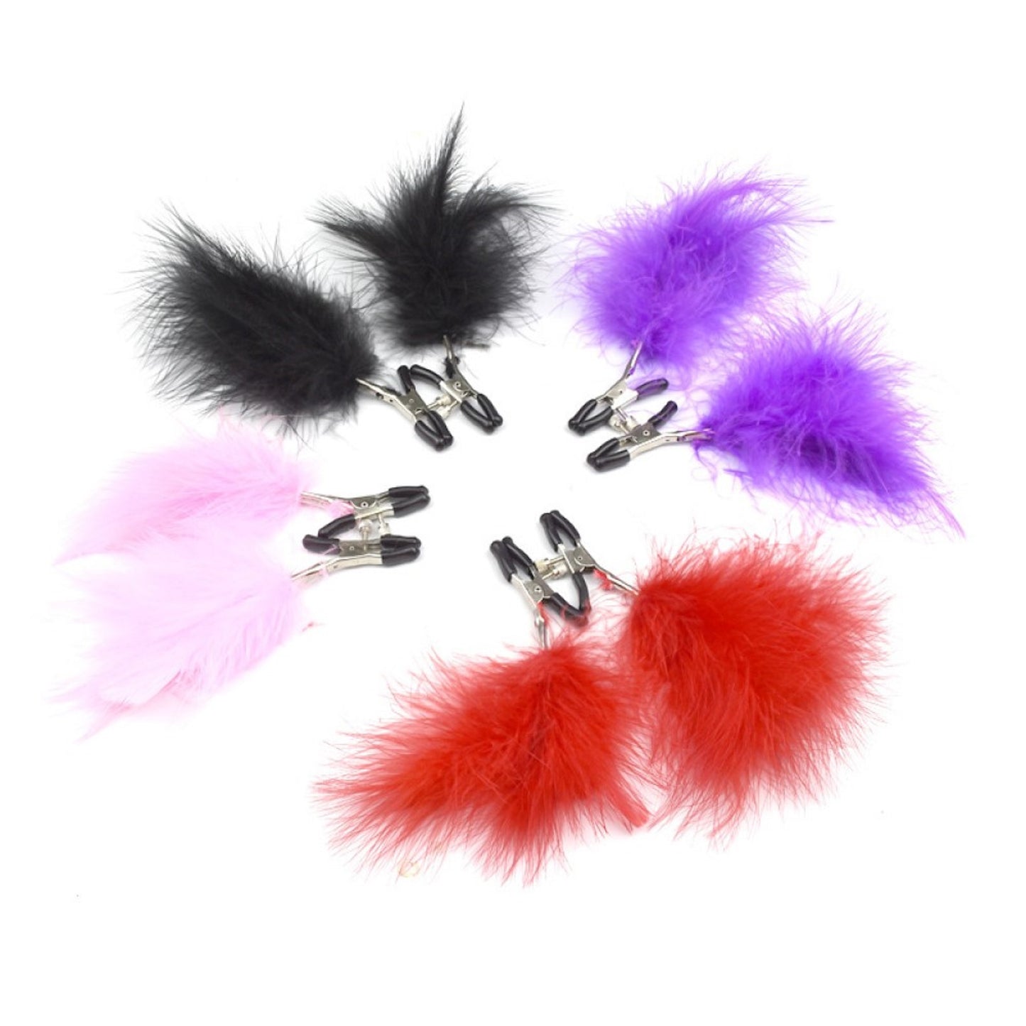 Breast Simulation Clothes Pegs with Feather Nipple Clamp Clips