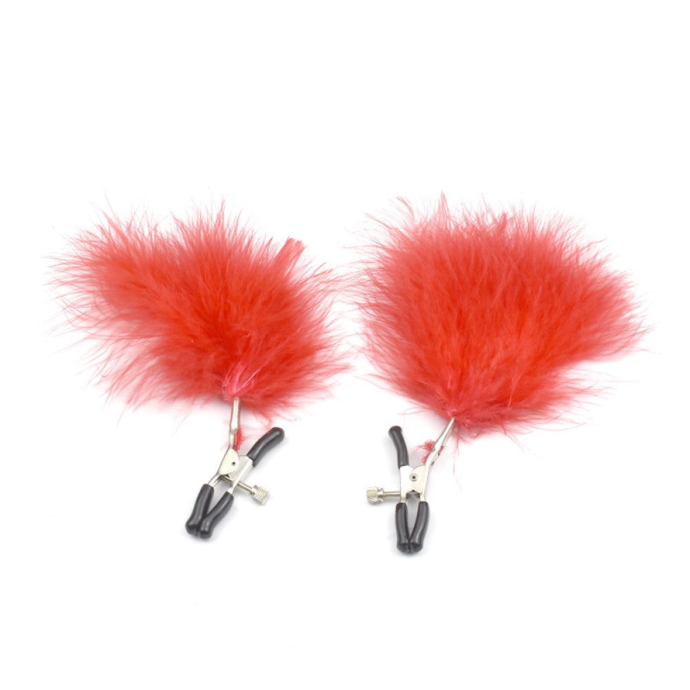 Breast Simulation Clothes Pegs with Feather Nipple Clamp Clips