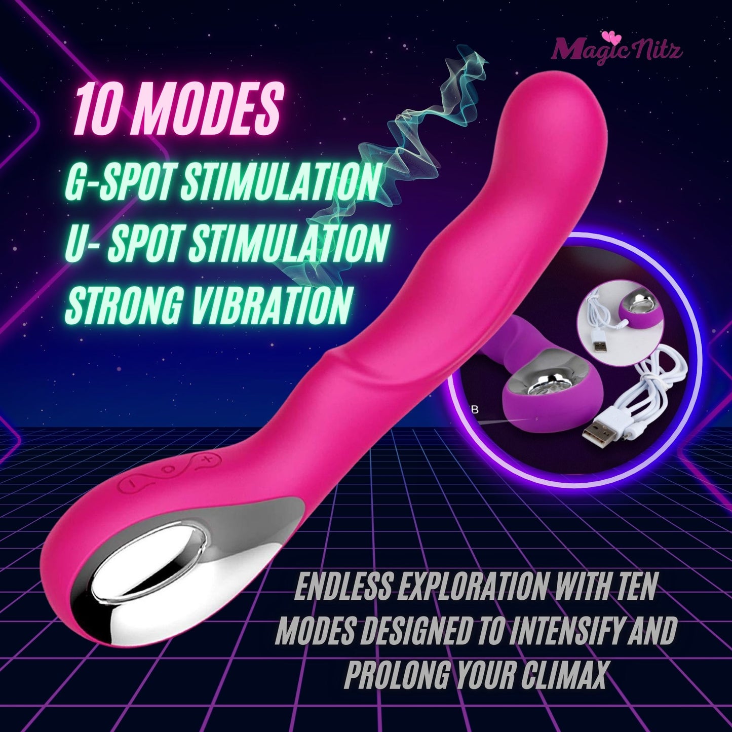 Soft Touch Waterproof Rechargeable 10 Modes G-Spot Vibrator