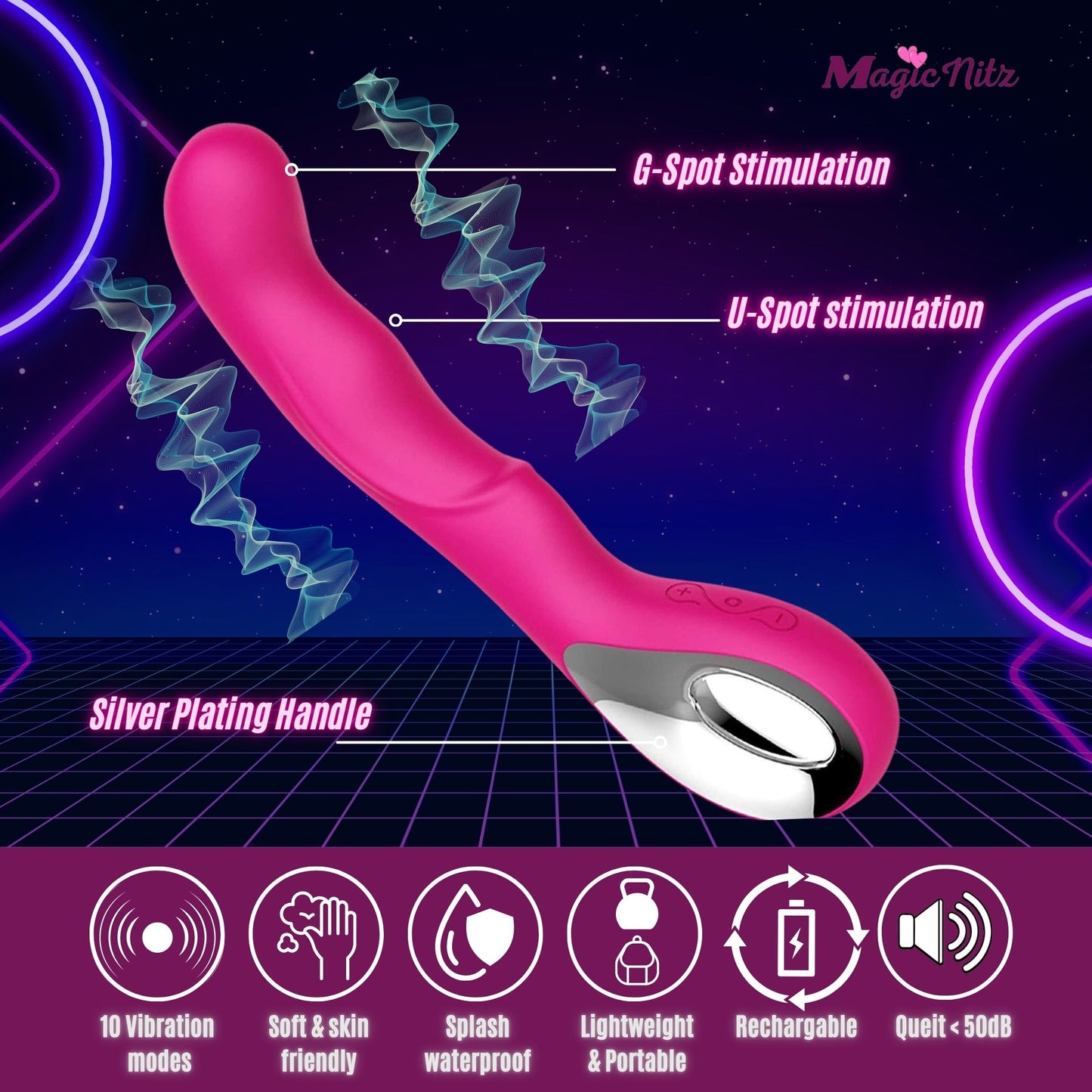 Soft Touch Waterproof Rechargeable 10 Modes G-Spot Vibrator