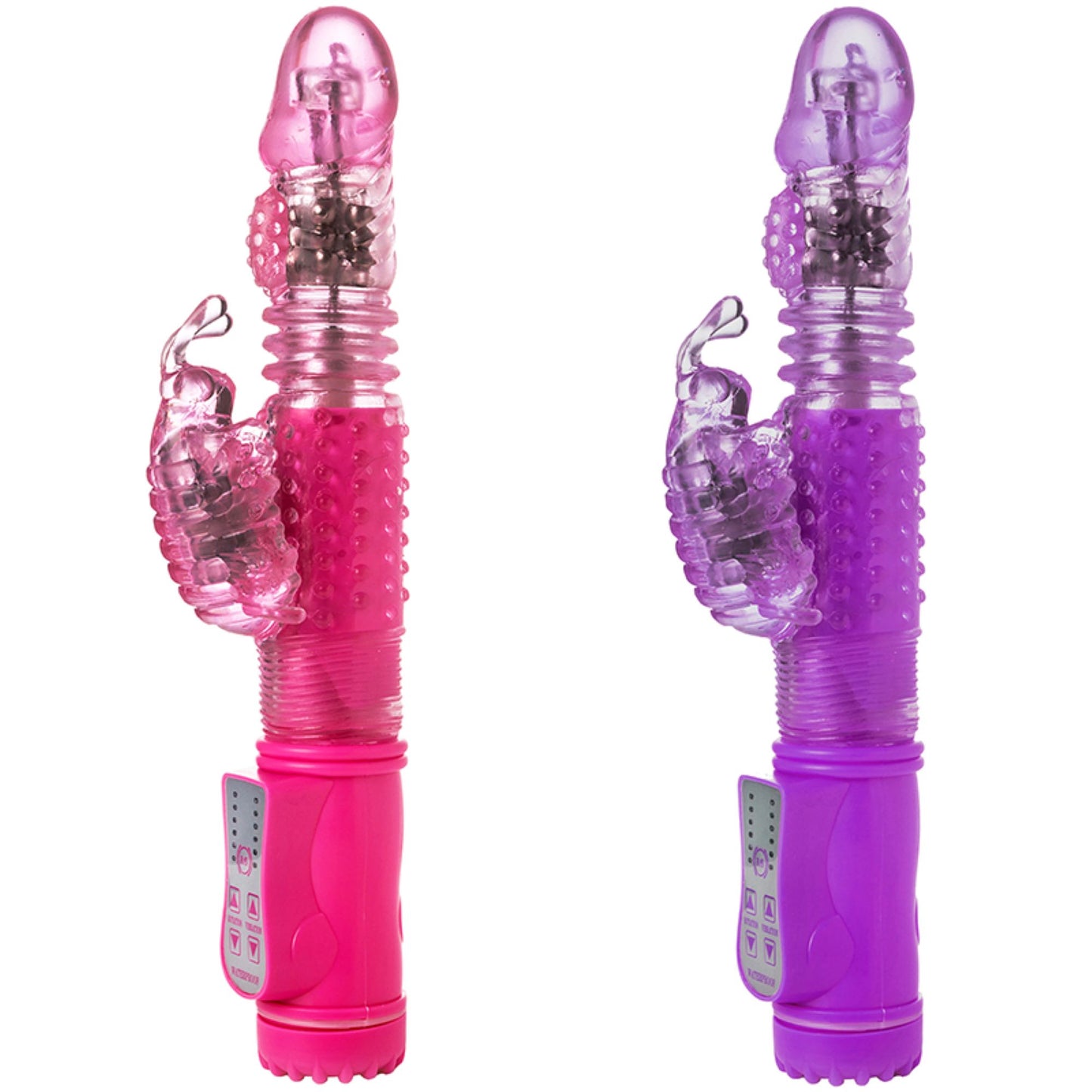 2 in 1 Up & Down Thrusting Dildo with 14 Modes Clitoral Bee Vibrator