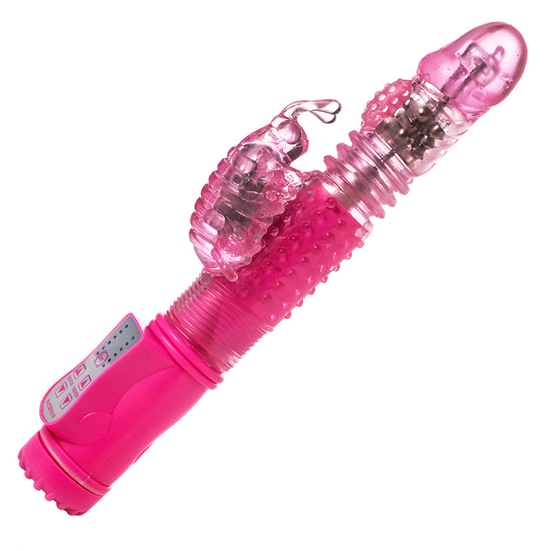 2 in 1 Up & Down Thrusting Dildo with 14 Modes Clitoral Bee Vibrator