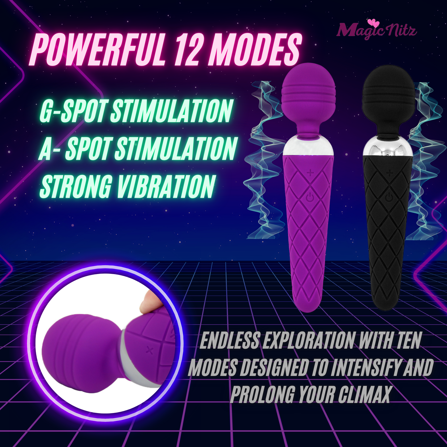 12 Modes Rechargeable Magic Wand Vibrator
