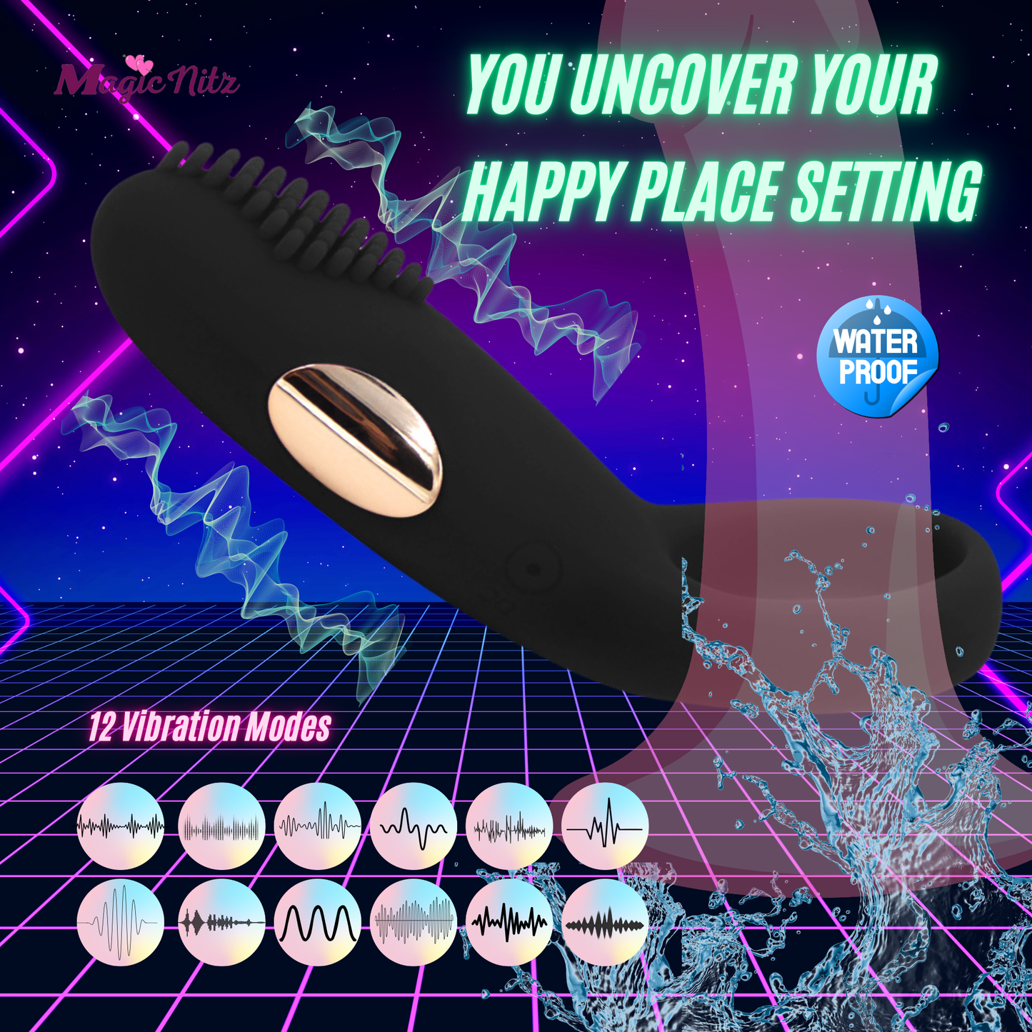 Rechargeable Velvet Touch Cock Ring with Clitoral Stimulator