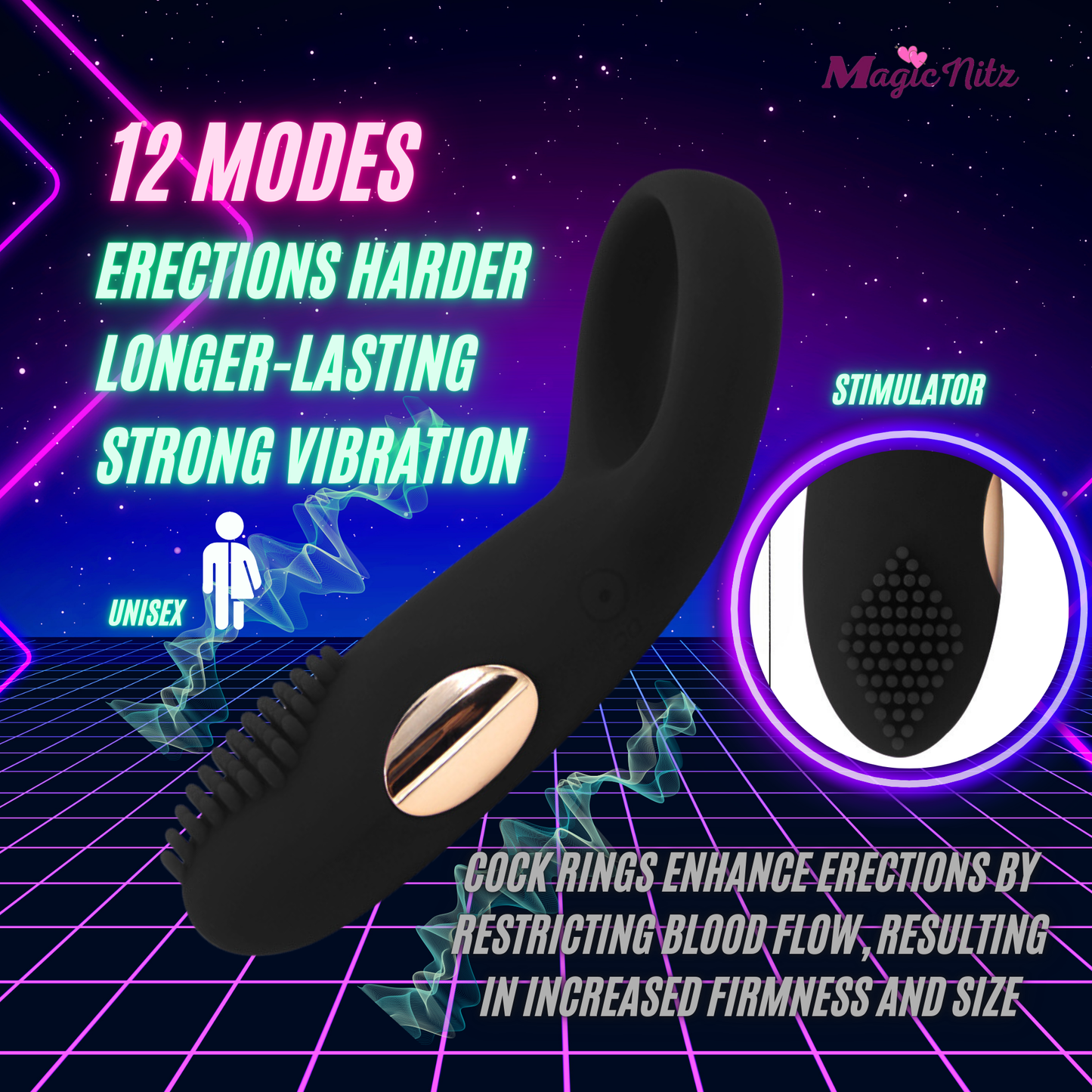 Rechargeable Velvet Touch Cock Ring with Clitoral Stimulator