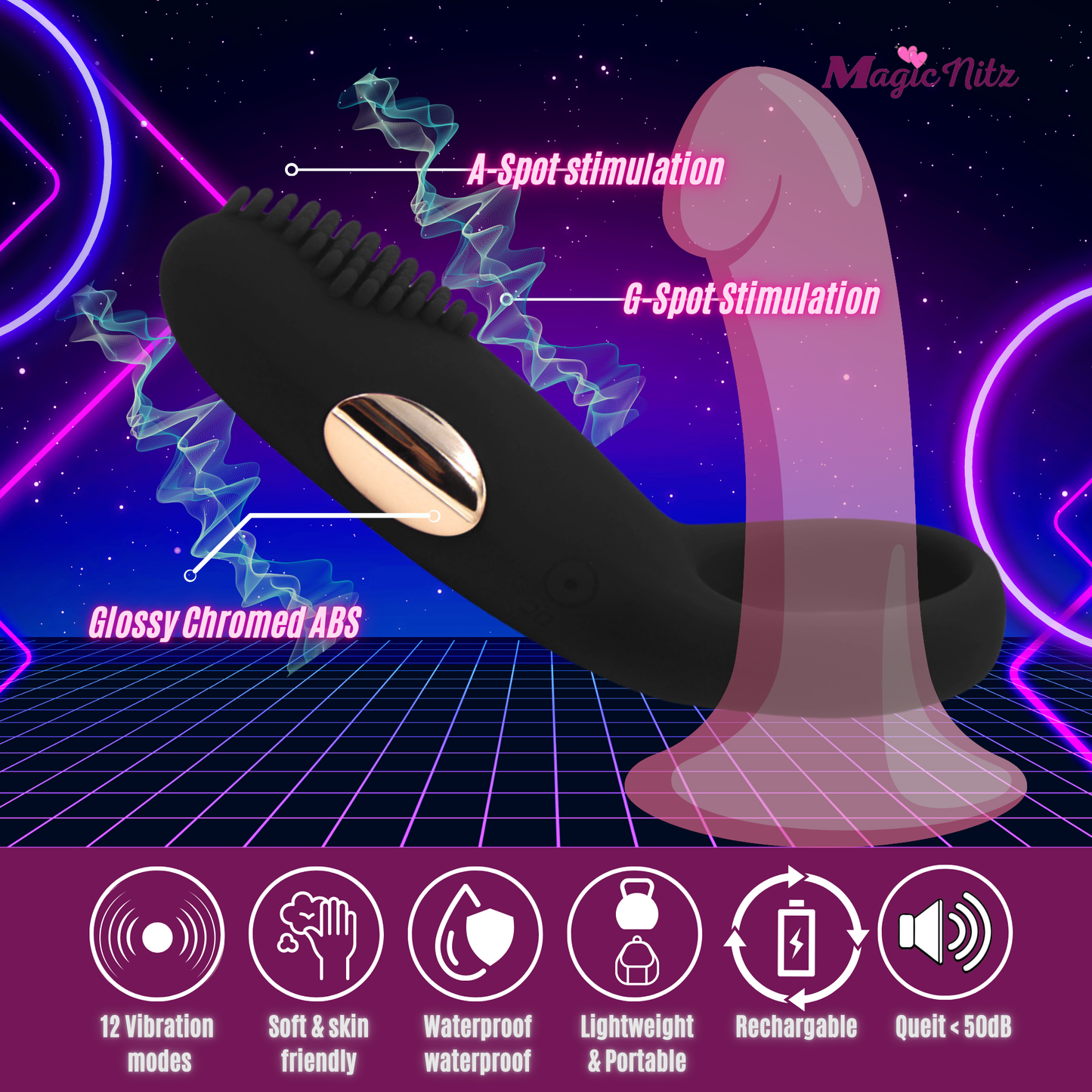 Rechargeable Velvet Touch Cock Ring with Clitoral Stimulator
