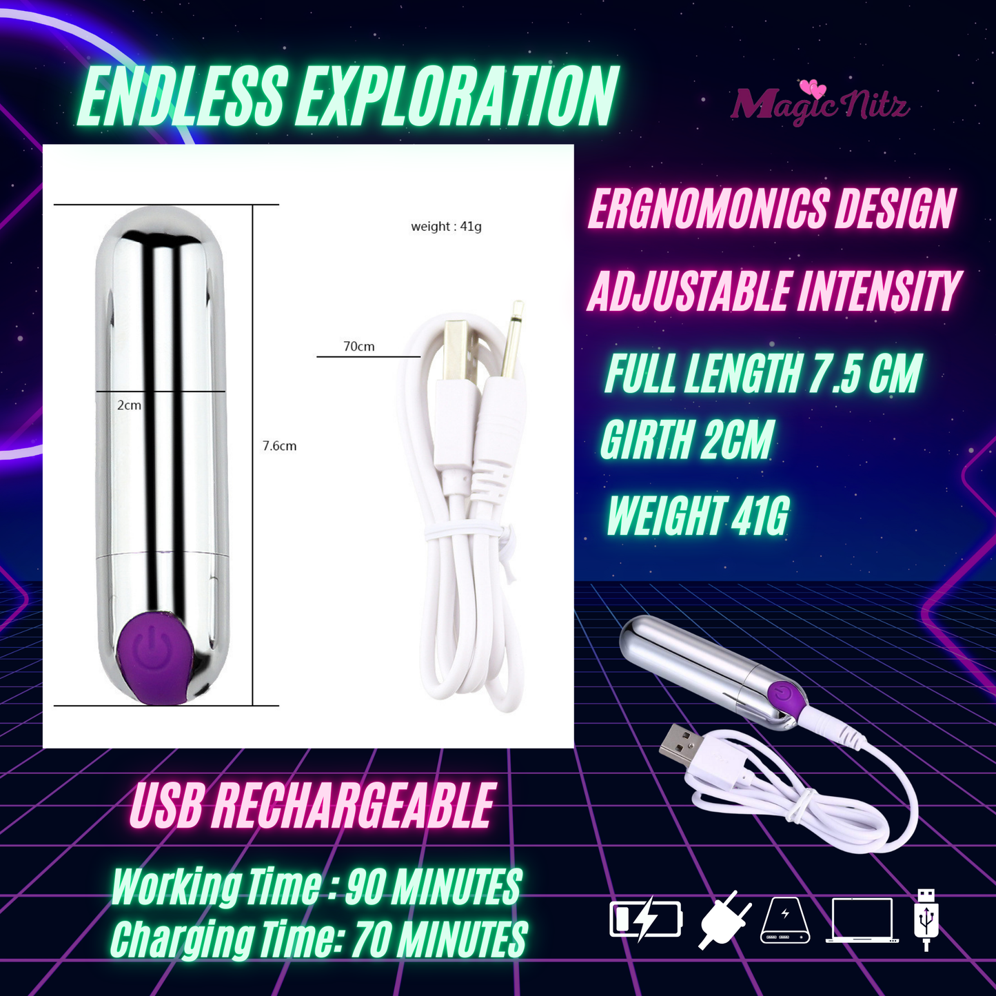 Rechargeable 10 Modes Bullet Vibrator