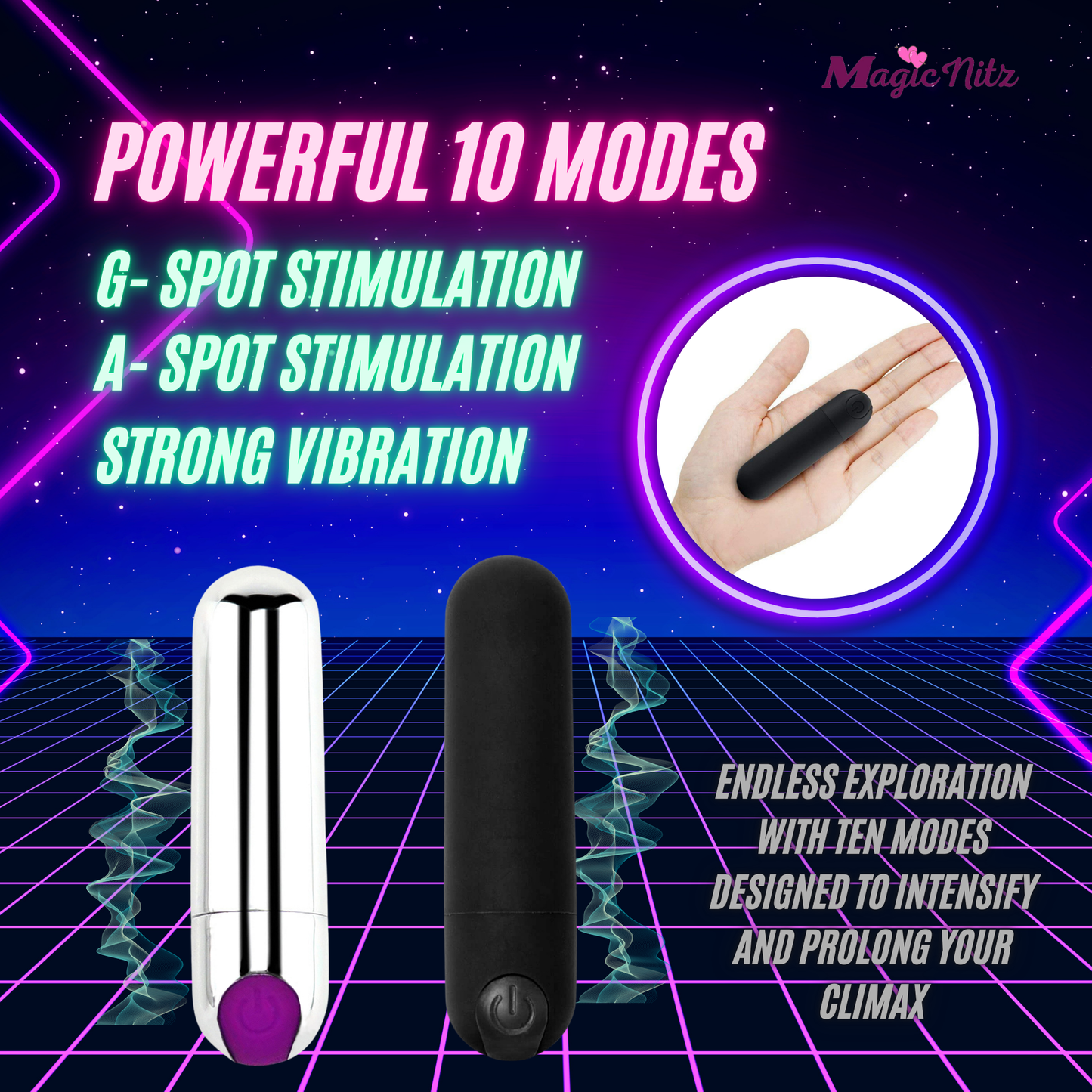 Rechargeable 10 Modes Bullet Vibrator