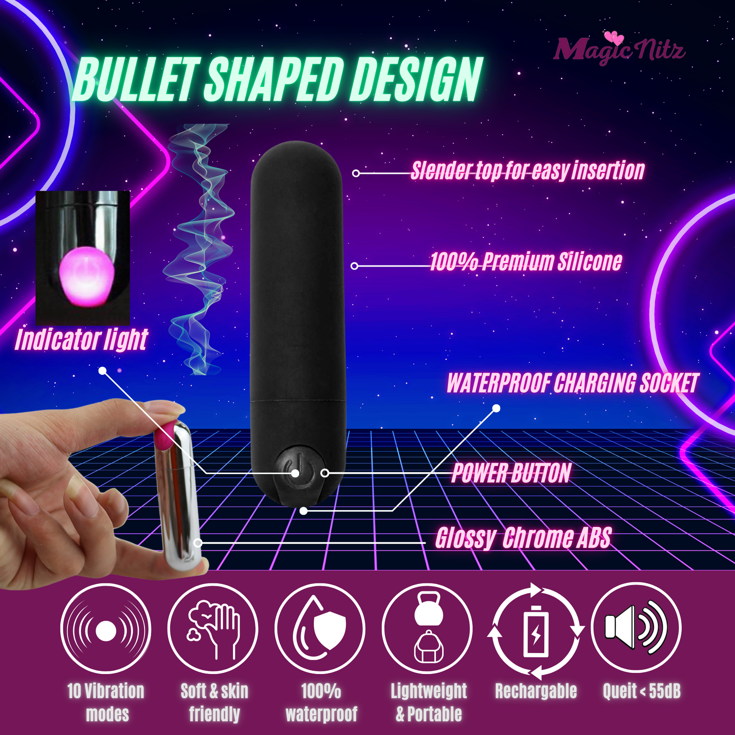 Rechargeable 10 Modes Bullet Vibrator