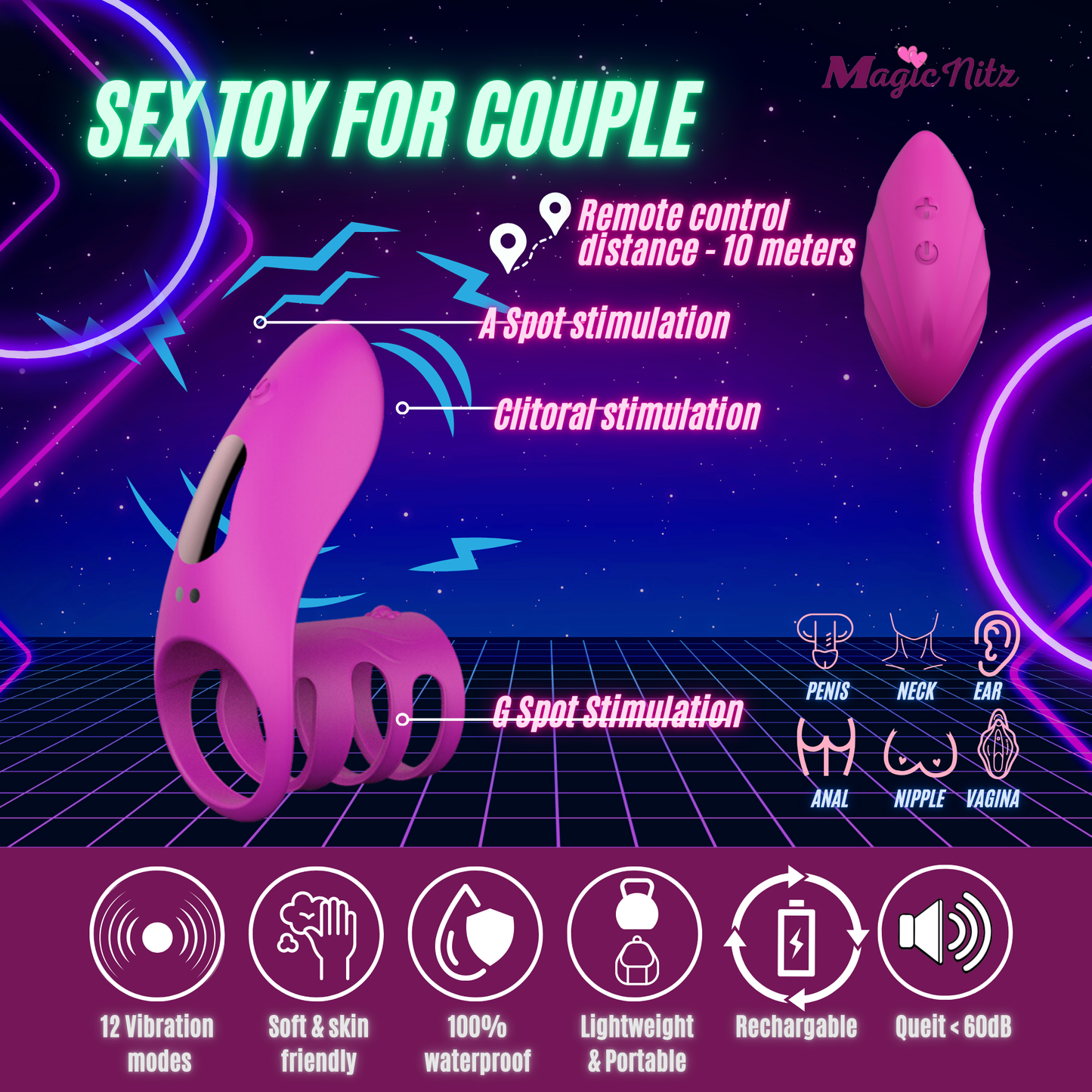 Vibrating Cock Ring Clitoral Vibrator USB G-Spot Adult Sex Toys For Couples