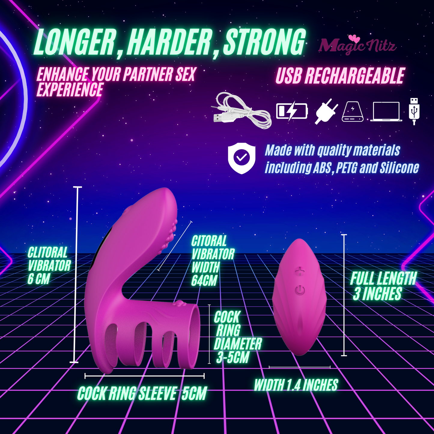 Vibrating Cock Ring Clitoral Vibrator USB G-Spot Adult Sex Toys For Couples