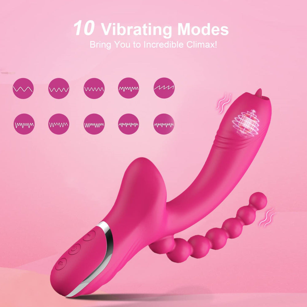 10 Modes Multi Function Butt Plug Anal Clitoral Suction Stimulator 3-in-1 Vibrator