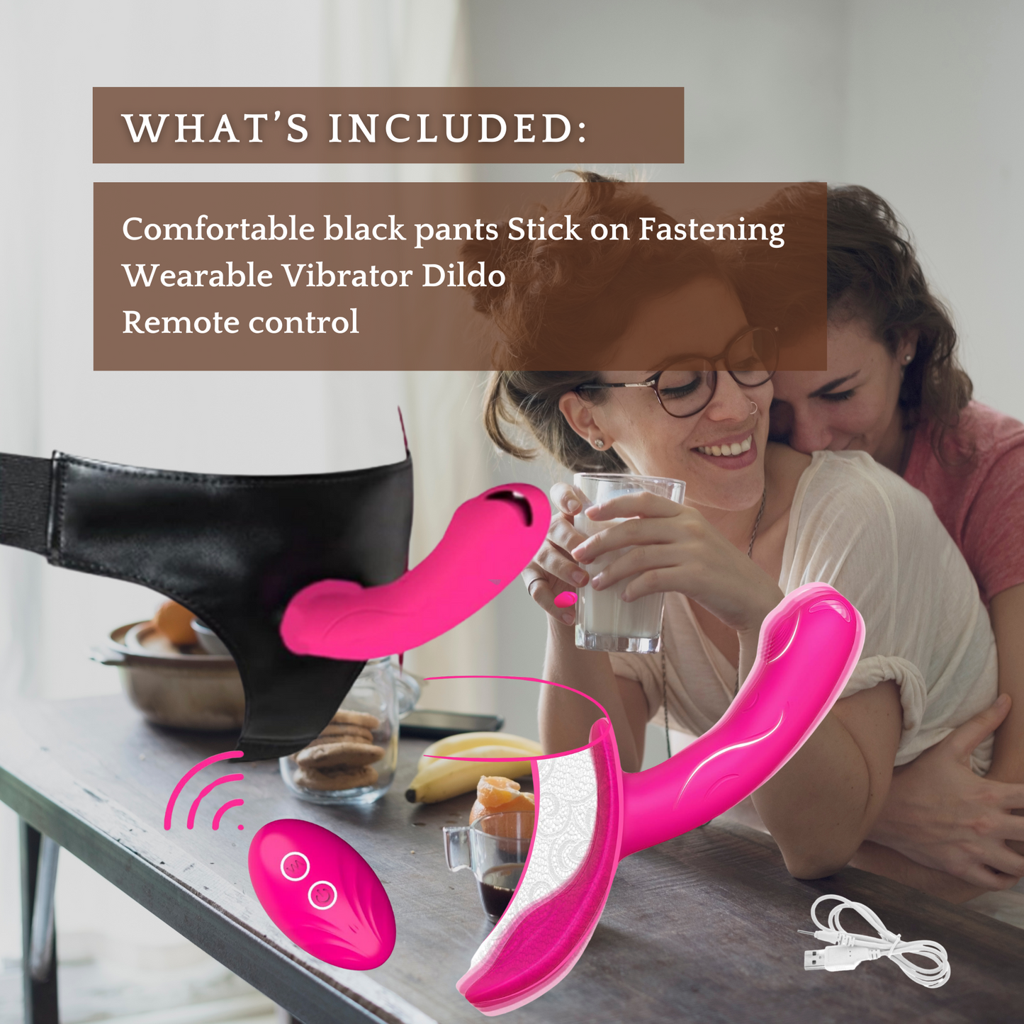 Double Vibrating Strap-On Dildo Wear on with Remote Control