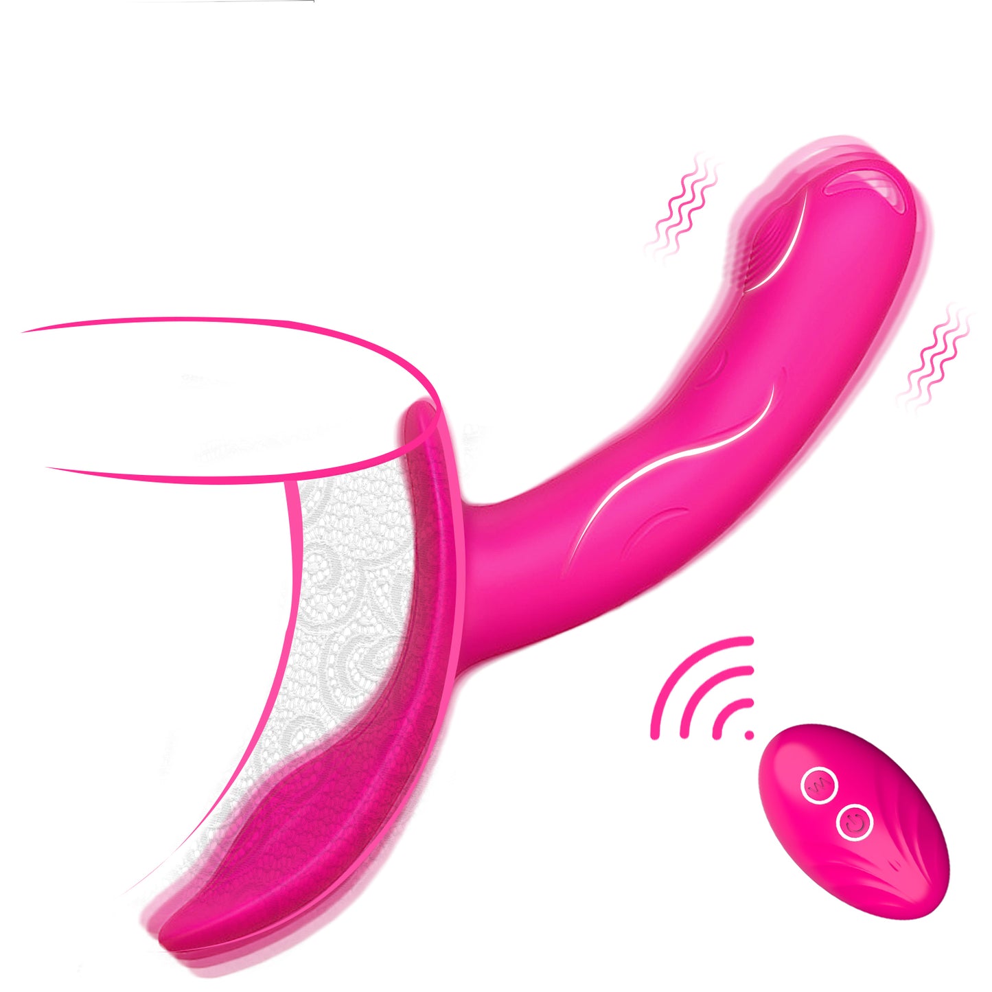 Double Vibrating Strap-On Dildo Wear on with Remote Control