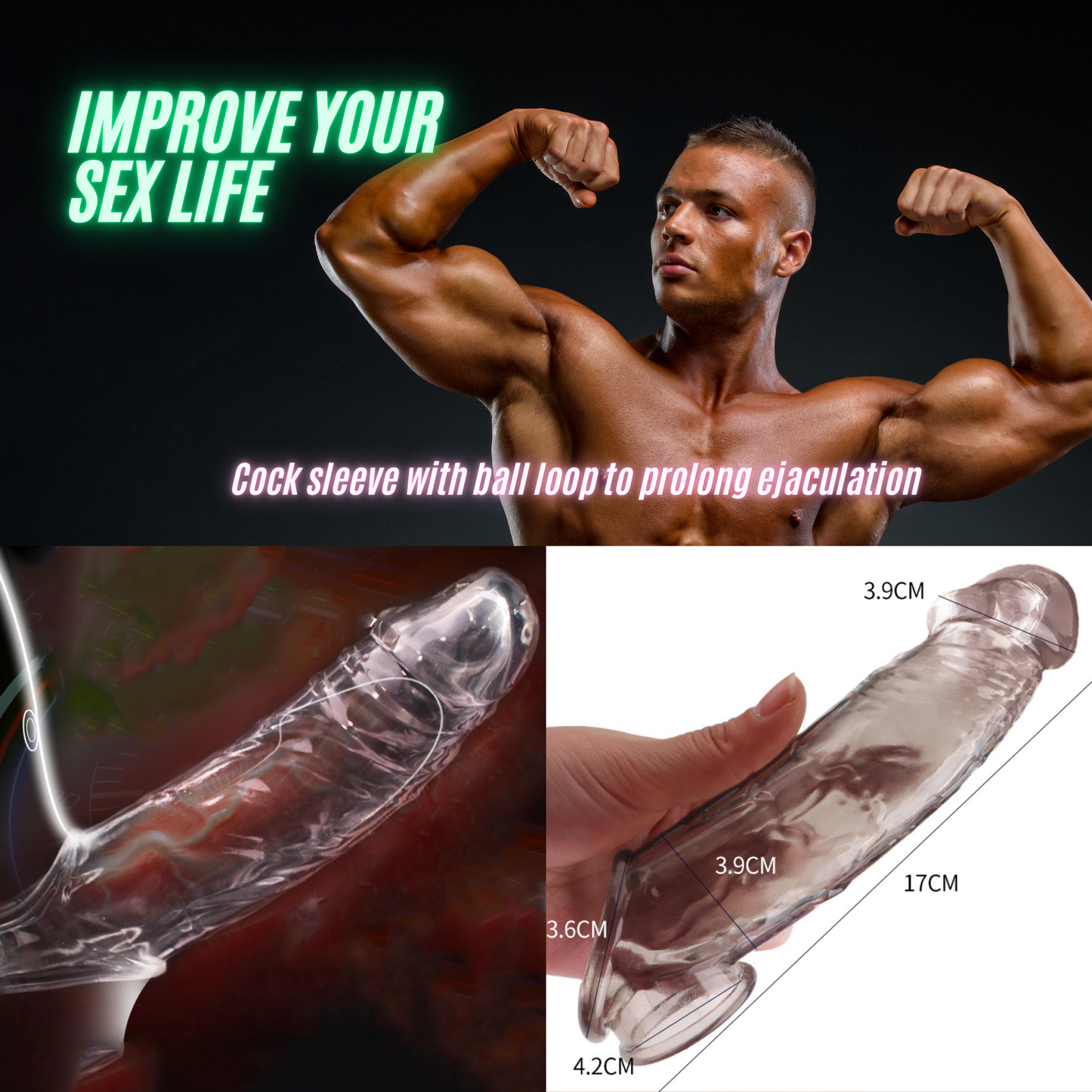 Penis Extender with Ball Loop – Grey or Clear