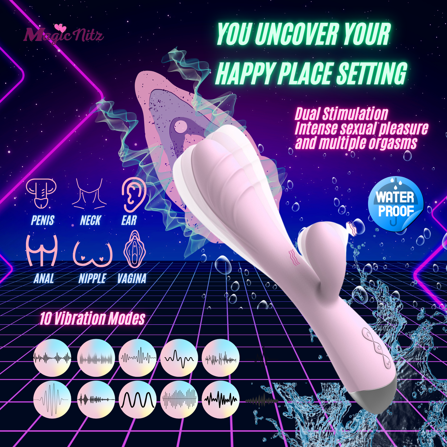 10 Modes Vibrating Rod G-Spot Massager Clitoral Stimulator