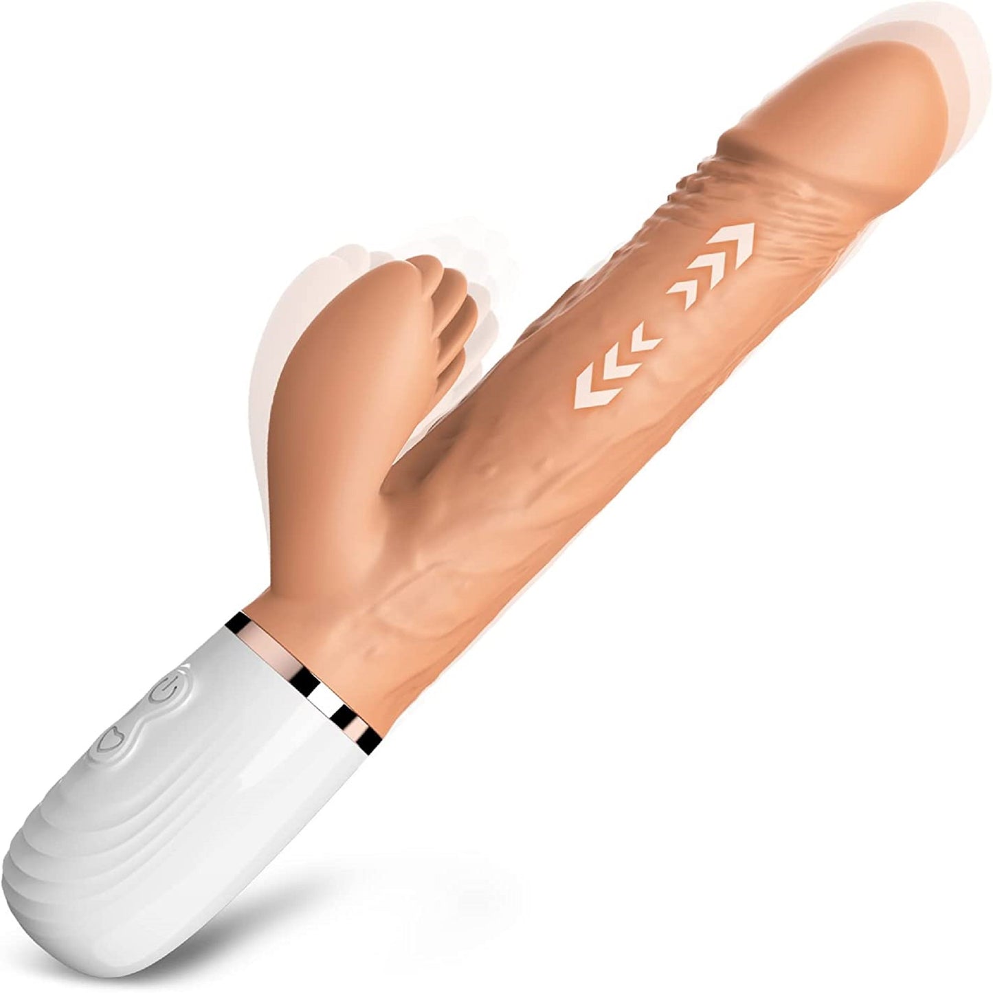 Telescopic 9.8 Inch Thrusting Dildo Rabbit Vibrator 12 Modes 3 Speeds 1 Thrusting Mode