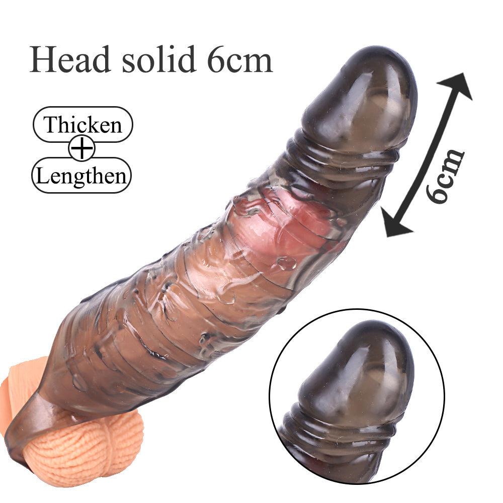 Huge Penis 6cm Extender Sleeve Dildo Vibrator Realistic Texture
