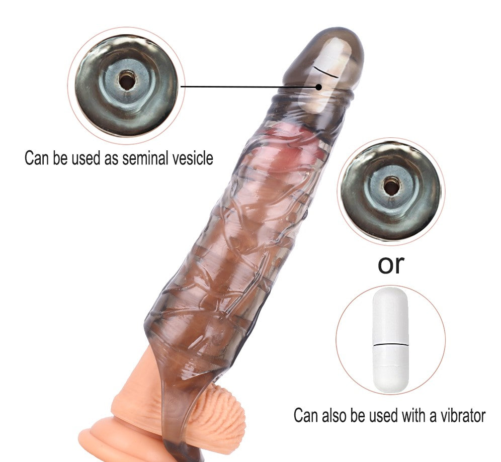 Huge Penis 6cm Extender Sleeve Dildo Vibrator Realistic Texture