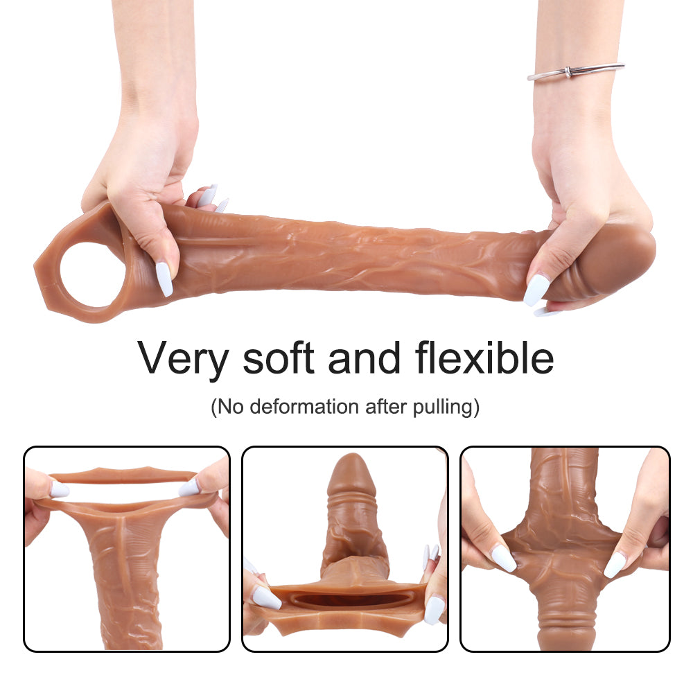Huge Penis 6cm Extender Sleeve Dildo Vibrator Realistic Texture