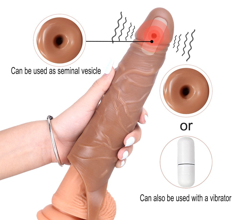 Huge Penis 6cm Extender Sleeve Dildo Vibrator Realistic Texture