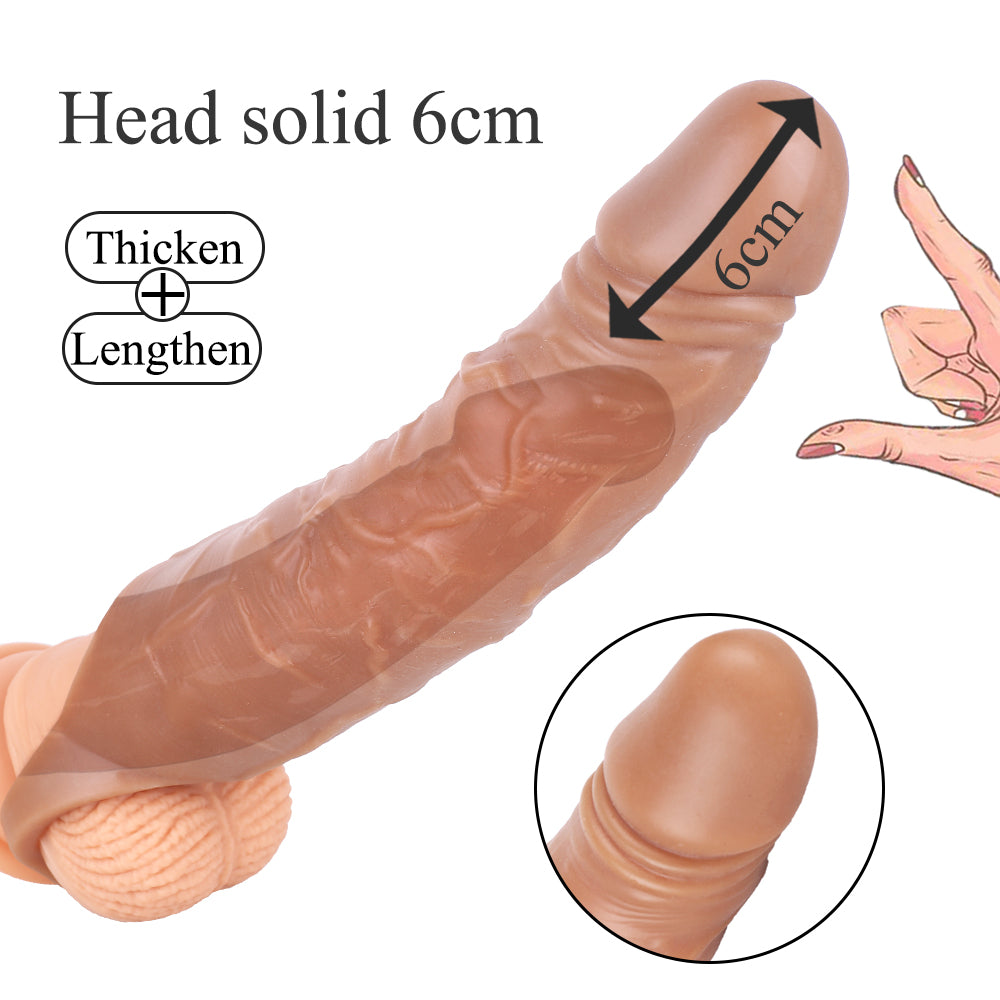 Huge Penis 6cm Extender Sleeve Dildo Vibrator Realistic Texture