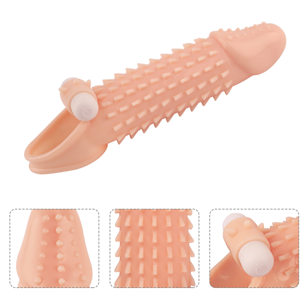 Huge Penis Extender Sleeve Triangle Texture Vibrator Realistic Texture