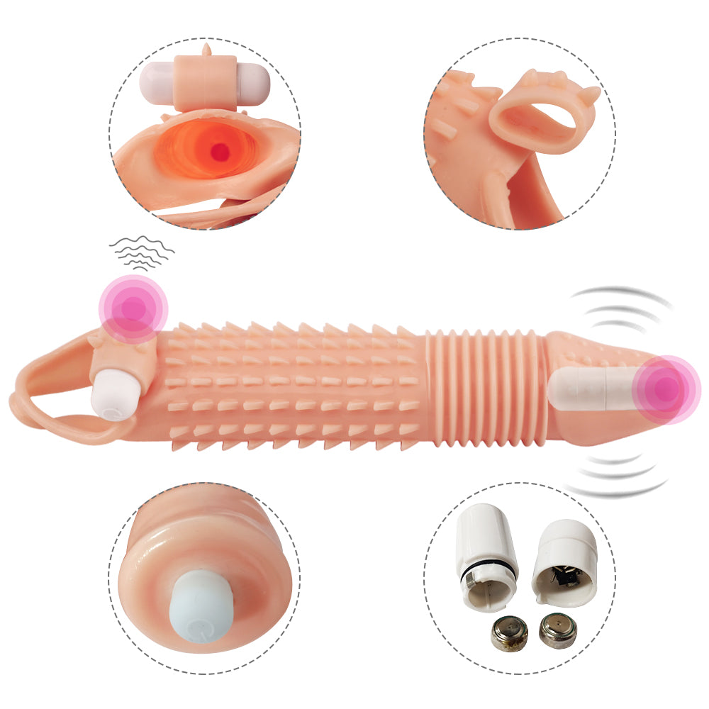 Huge Penis Extender Sleeve Triangle Texture Vibrator Realistic Texture