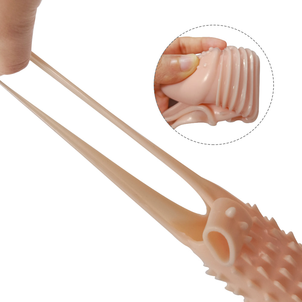 Huge Penis Extender Sleeve Triangle Texture Vibrator Realistic Texture
