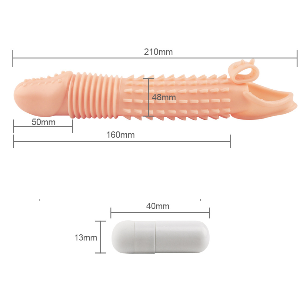 Huge Penis Extender Sleeve Triangle Texture Vibrator Realistic Texture