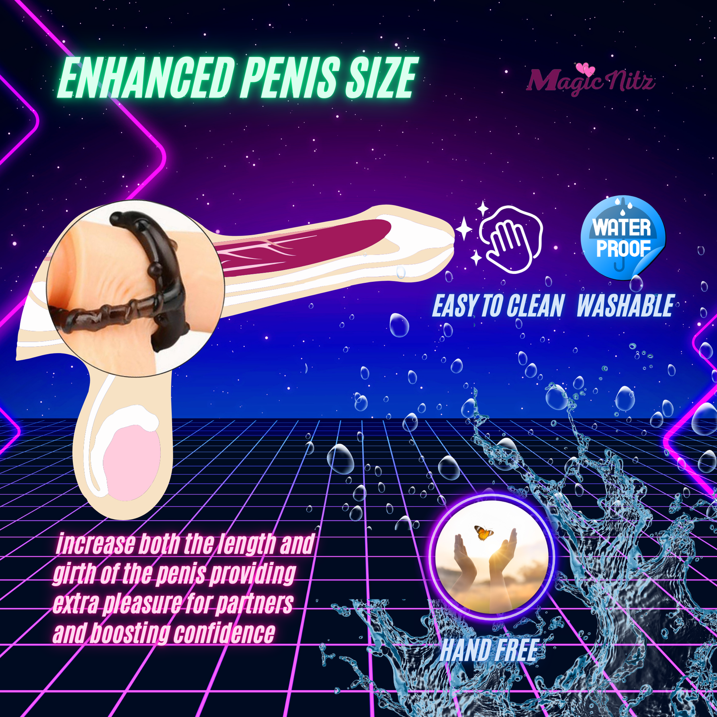 Silicone Dual Lock Cock Ring Penis Enhancer Prolong Erection