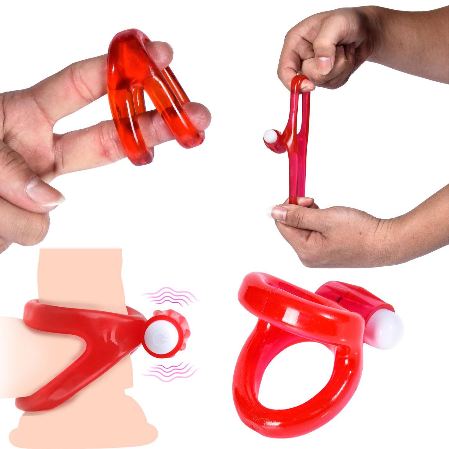 Silicone Vibe Dual Lock Cock Ring Penis Vibration Enhancer Prolong Erection