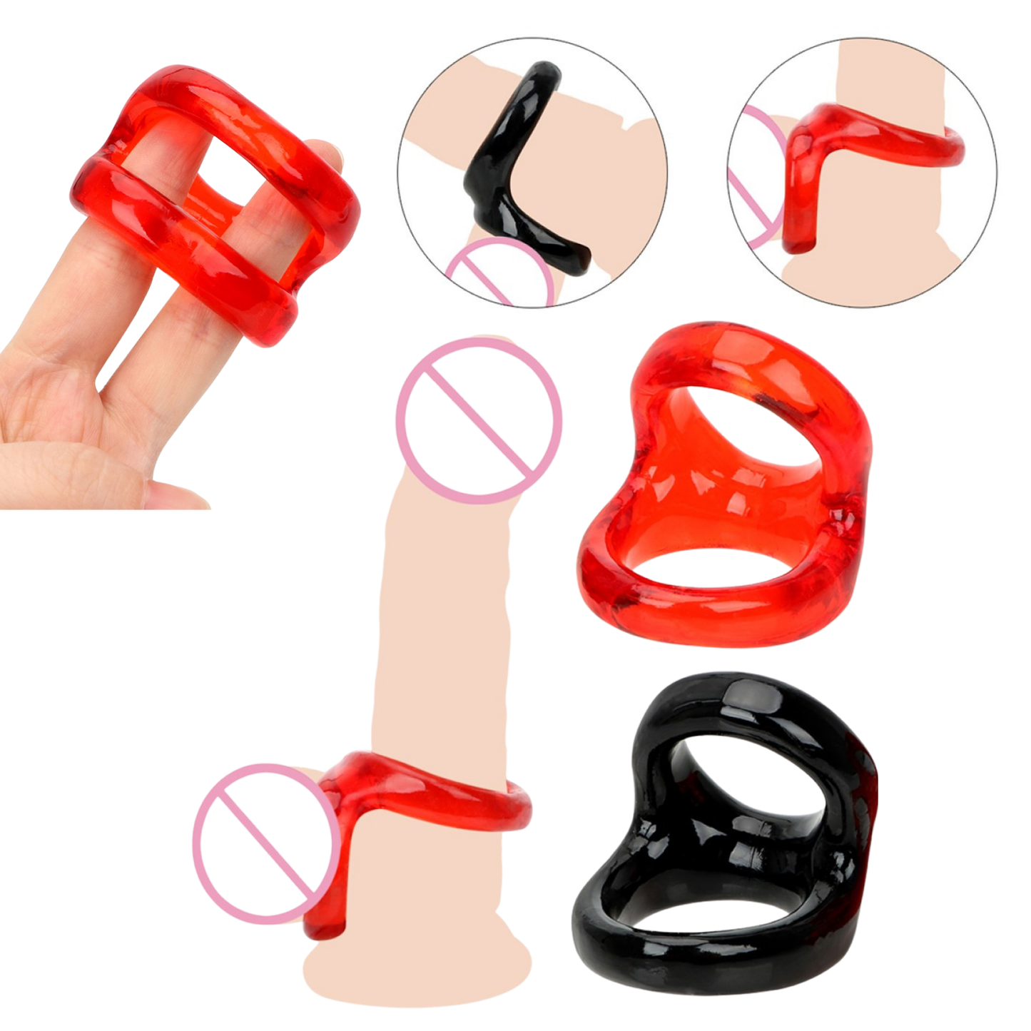 Silicone Dual Lock Cock Ring Penis Enhancer Prolong Erection