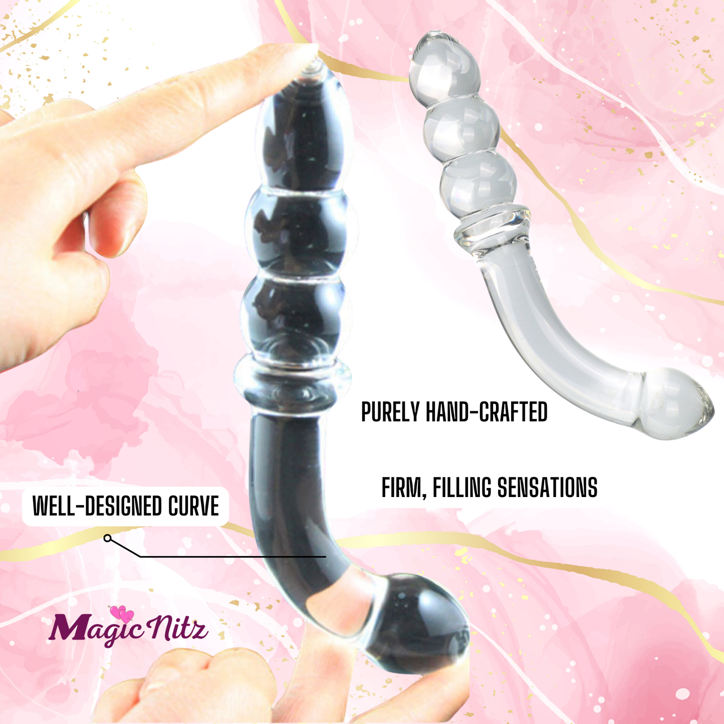 Smooth Transparent Glass Handle Clear Anal Dildo