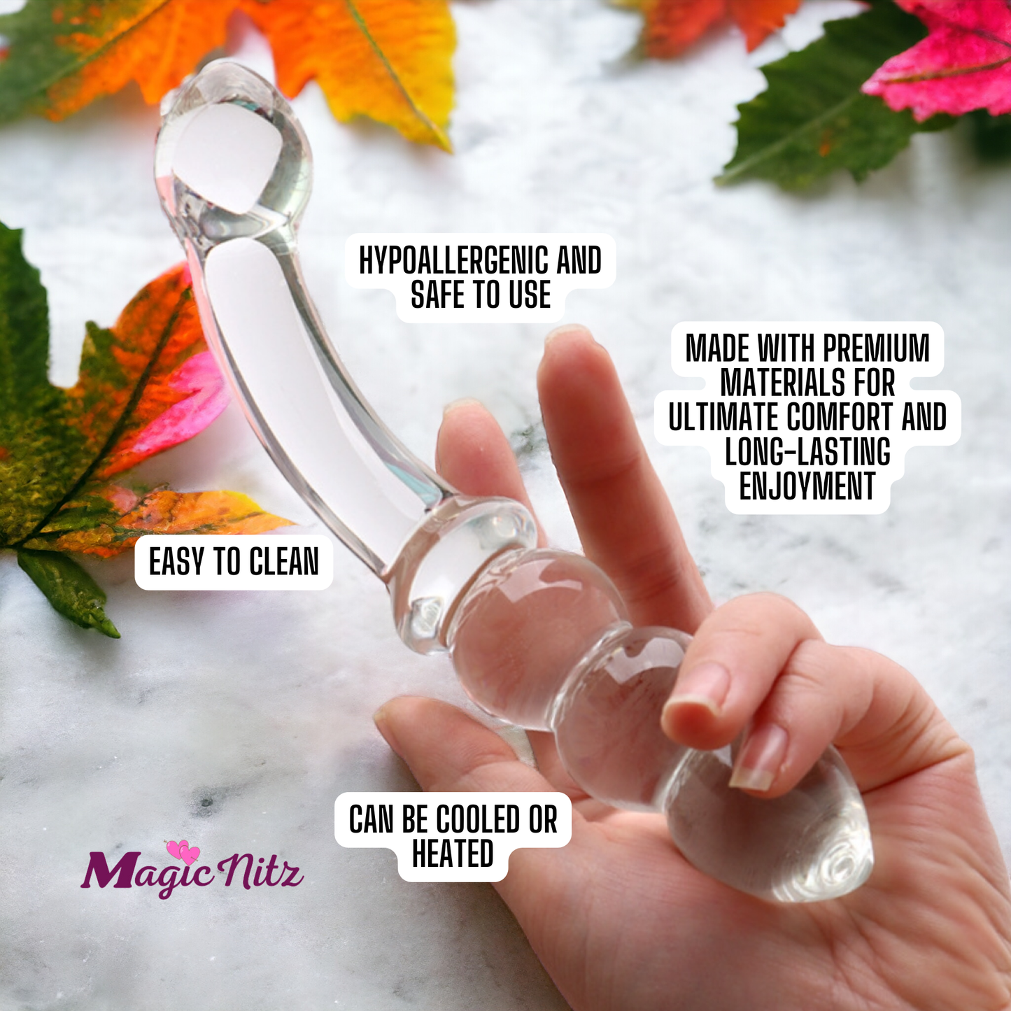 Smooth Transparent Glass Handle Clear Anal Dildo