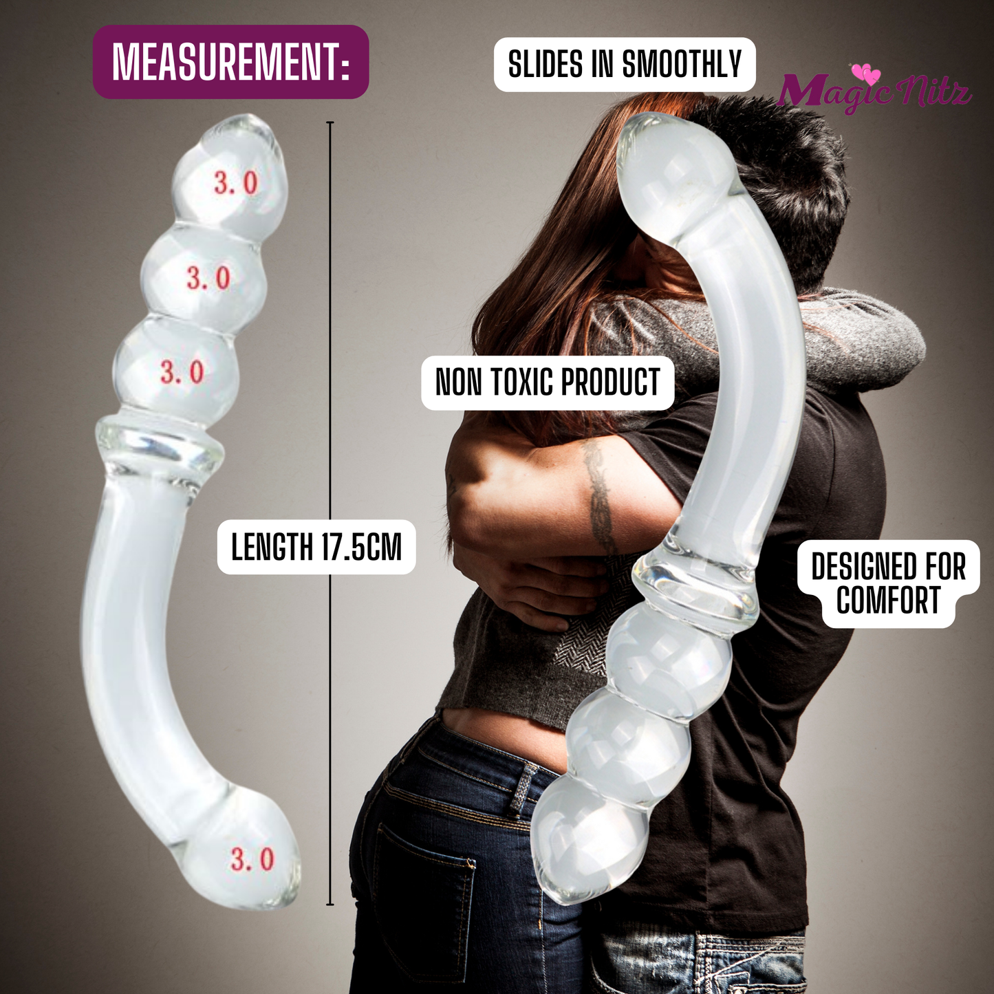 Smooth Transparent Glass Handle Clear Anal Dildo