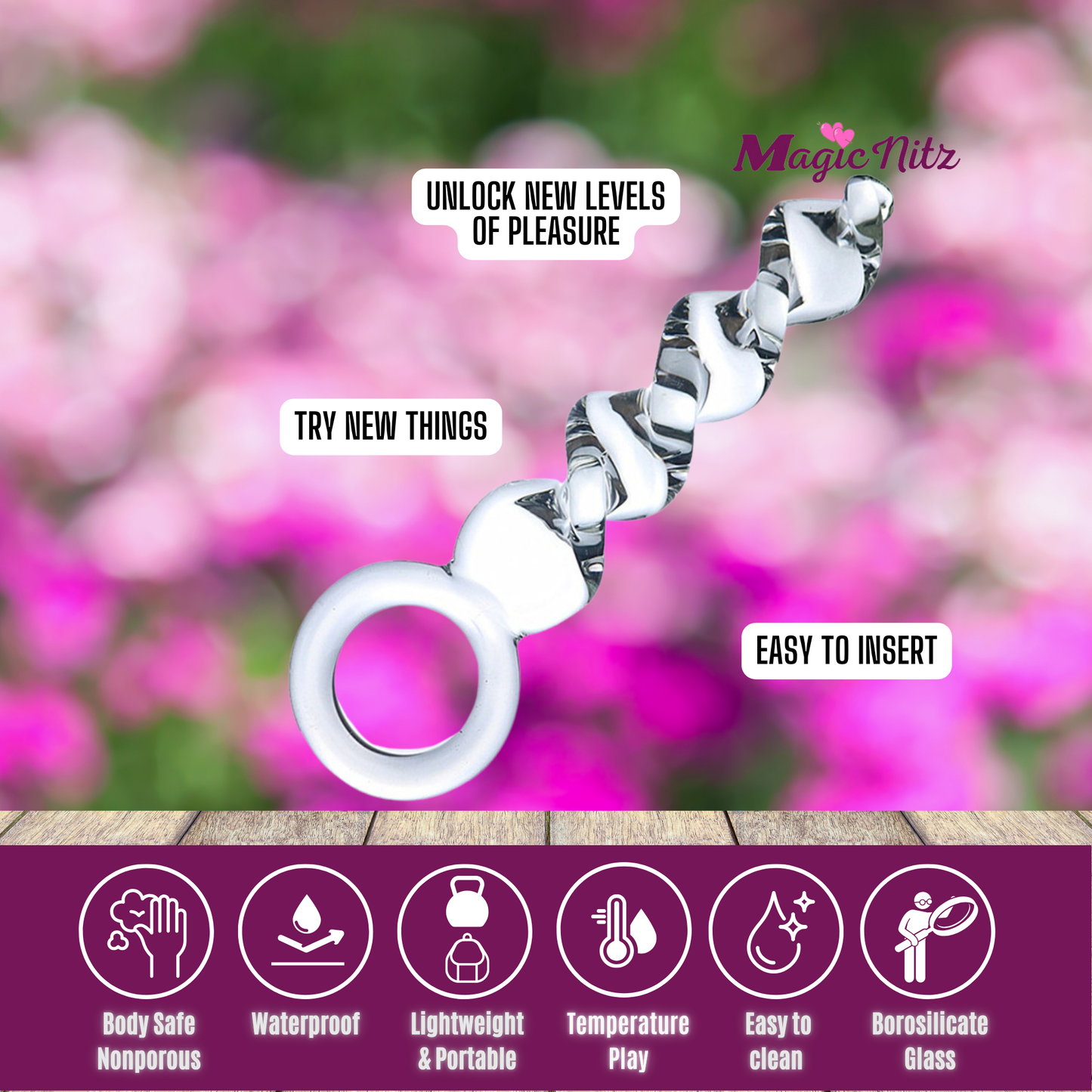 7.9 Inch Twisted Drill Design Crystal Glass Dildo With Ring Handle Magicnitz