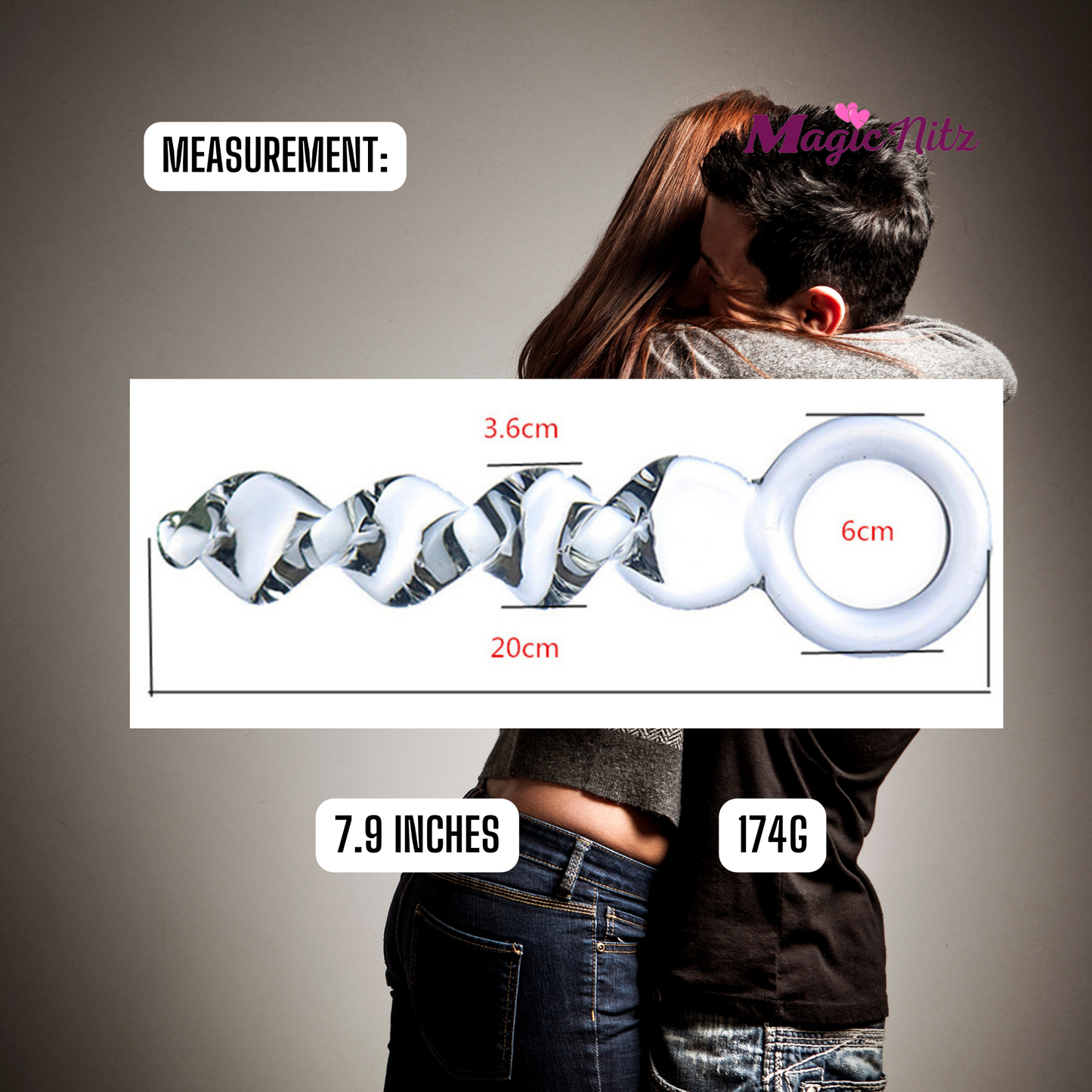 7.9 Inch Twisted Drill Design Crystal Glass Dildo With Ring Handle Magicnitz