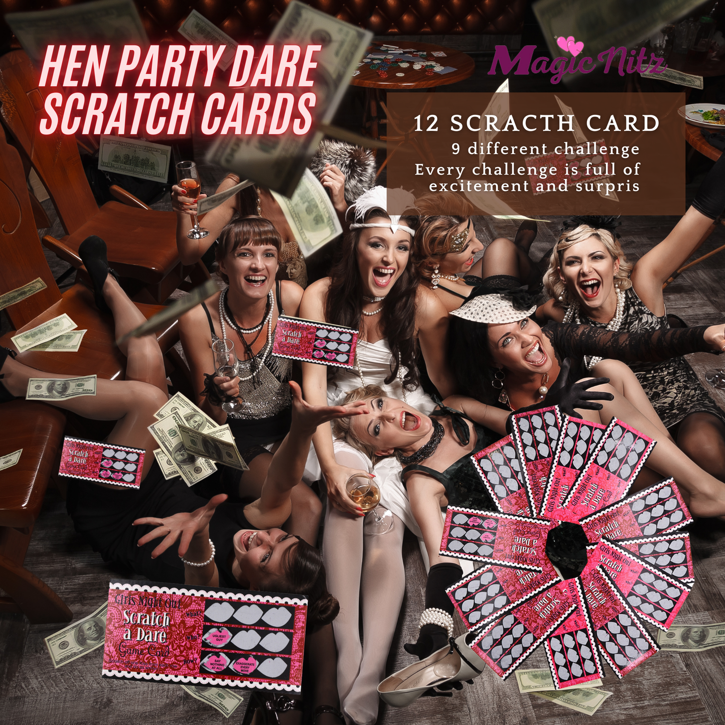 Hen Party Night Out Ladies Girls Challenge Dare Scratch Game Cards